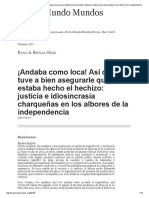 ¡Andaba Como Loca! Así Que Tuve A Bien Asegurarle Que Ya Estaba Hecho El Hechizo - Justicia e Idiosincrasia Charqueñas en Los Albores de La Independencia