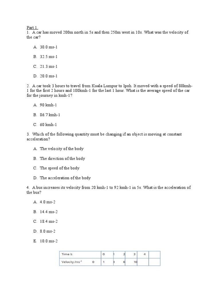 Physics Problems on Motion and Velocity | PDF | Acceleration | Velocity