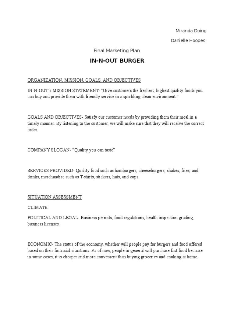 Final Marketing Plan Download Free Pdf Fast Food Restaurants