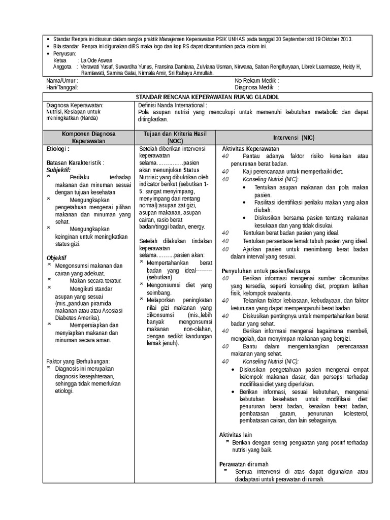 Nutrisi Kesiapan Untuk Meningkatkan Nutrisi Kesiapan Untuk Meningkatkan