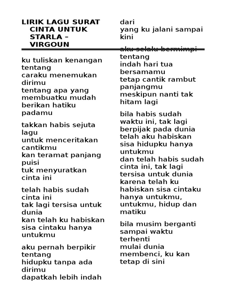 Download 77+ Contoh Surat Cinta Untuk Starla Lirik Gratis Terbaru