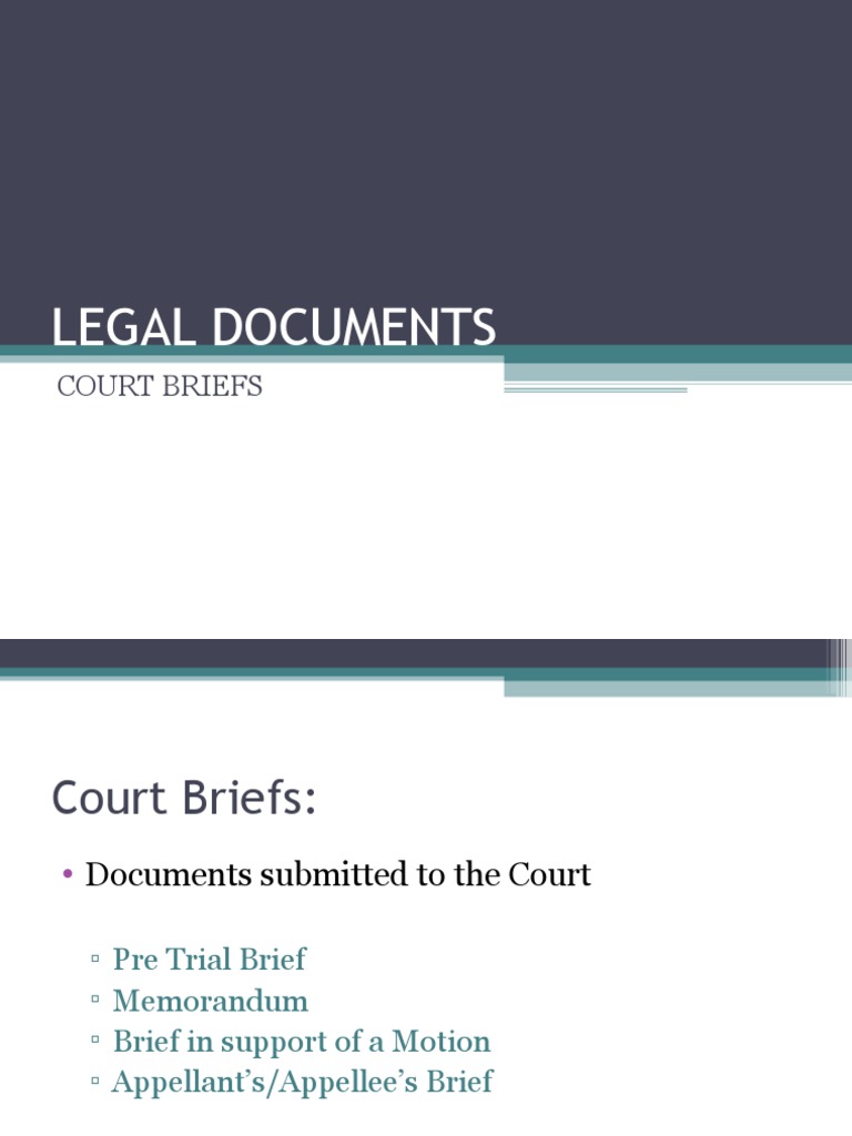 Legal Documents Court Briefs Brief (Law) Case Law