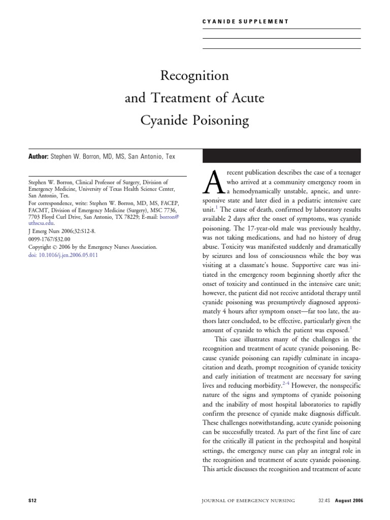 acute cyanide toxic.pdf Cyanide Medical Diagnosis