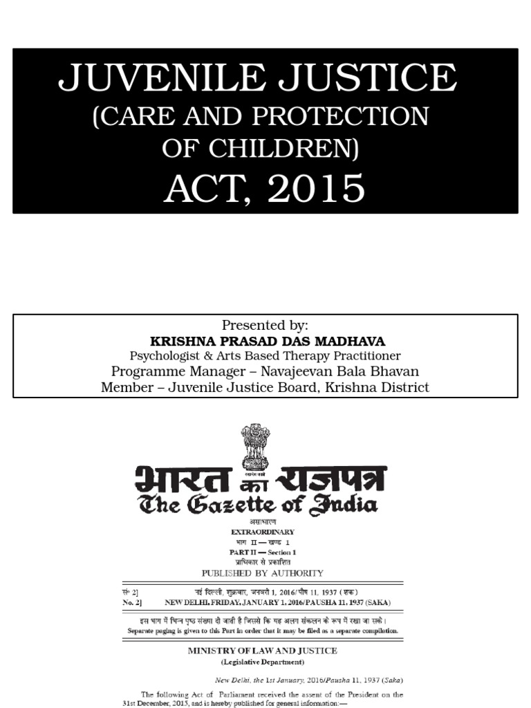 Juvenile Justice Act 2015 8460163.ppsx PDF Minor (Law) Juvenile Court