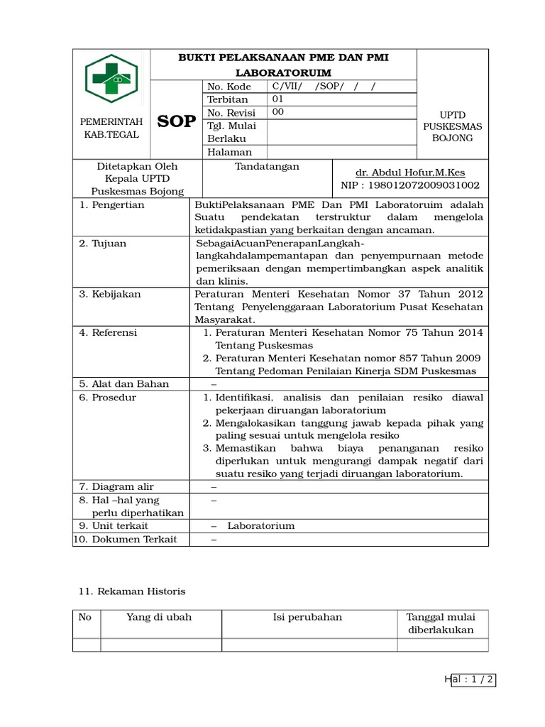 Bukti Pelaksanaan Pme Dan Pmi Laboratoruim