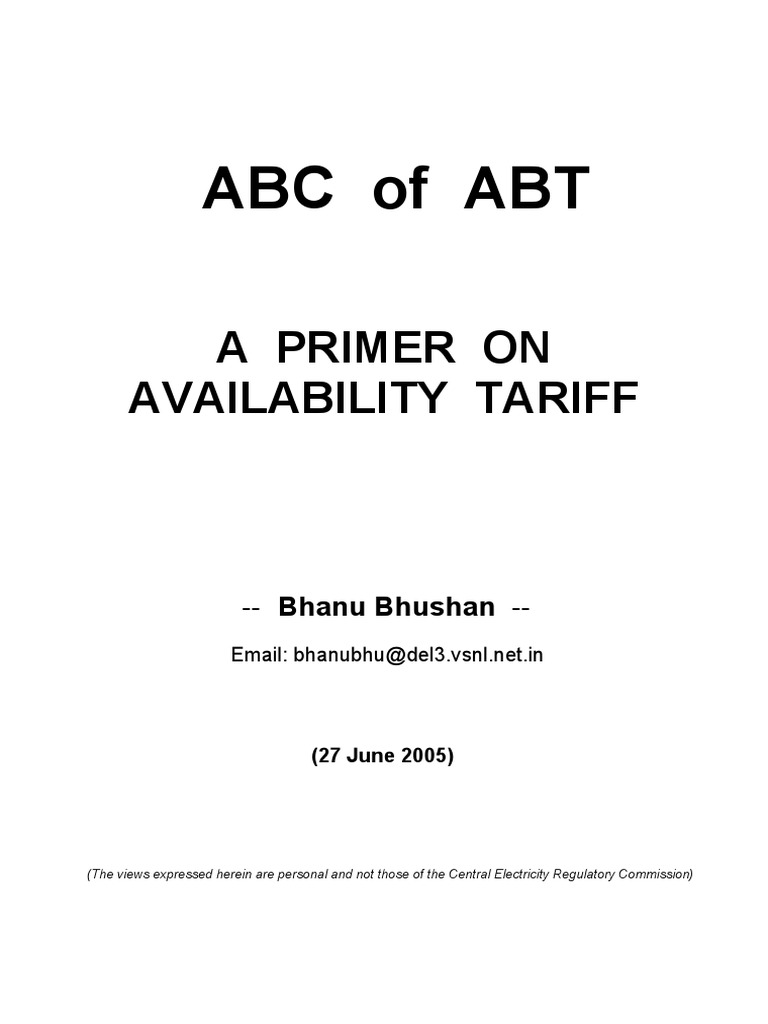 Primer on Availability Tariff in India | PDF | Power Station ...