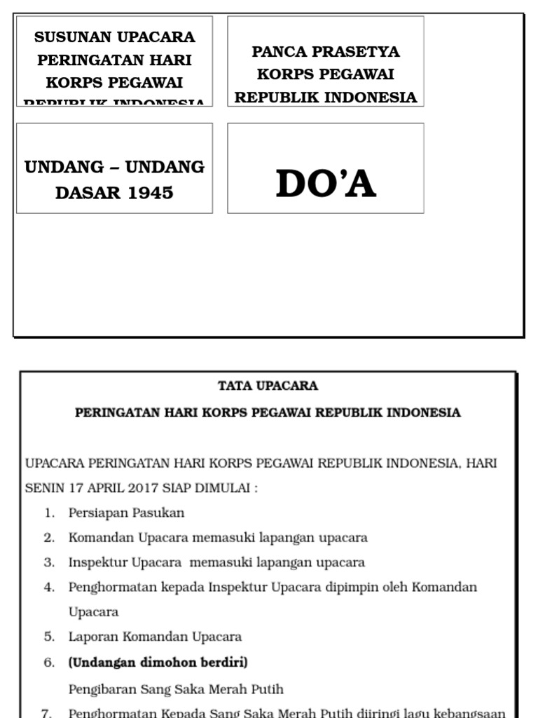 Susunan Tata Upacara Peringatan Korpri