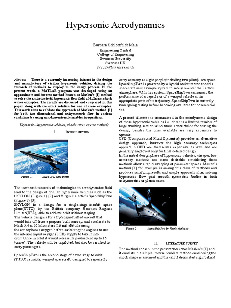 Hypersonic Aerodynamics | PDF | Aerodynamics | Hypersonic Speed