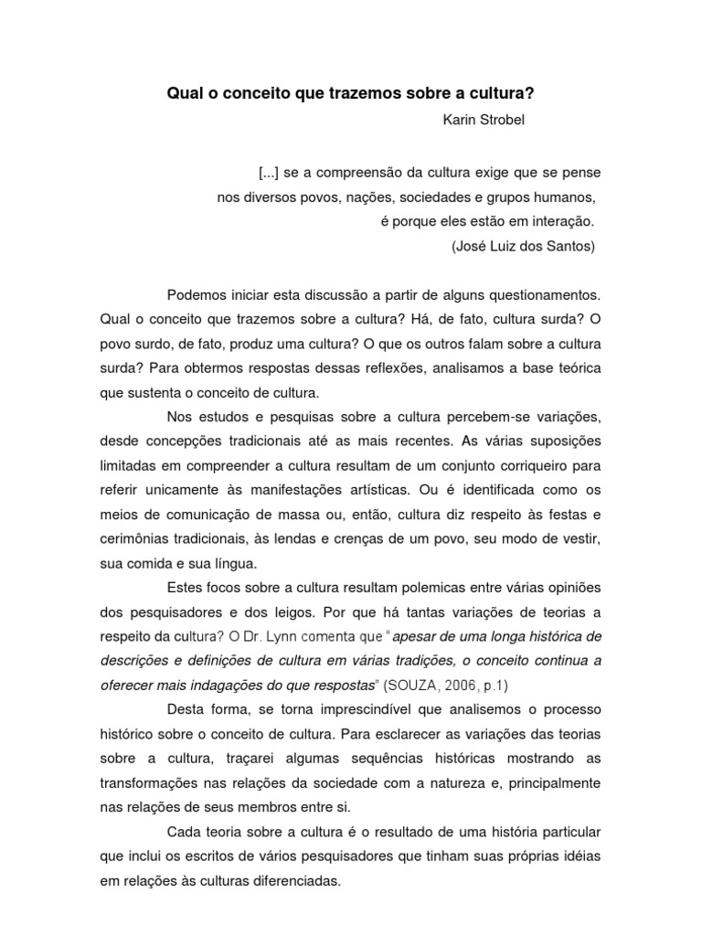 Conceito de Cultura e suas Variações | PDF | Teoria | Sociedade