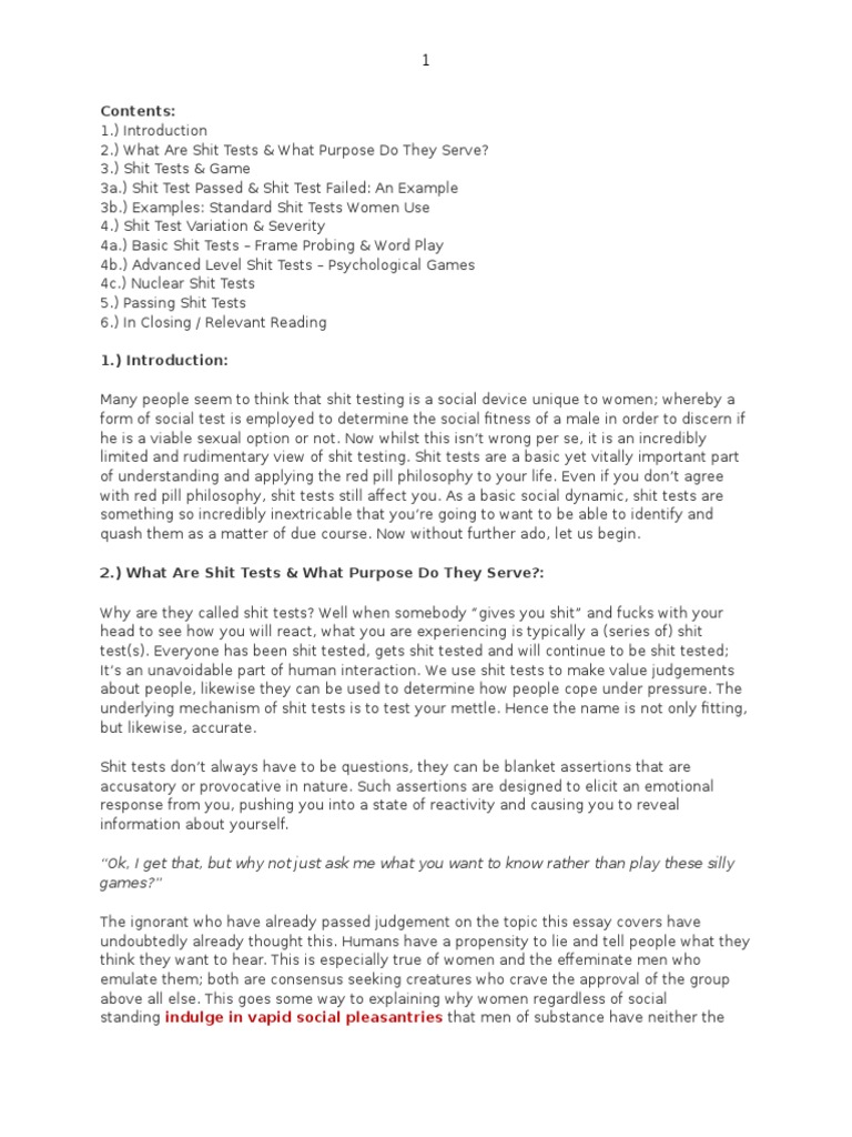The Shit Test Encyclopedia | PDF | Reason | Conversation