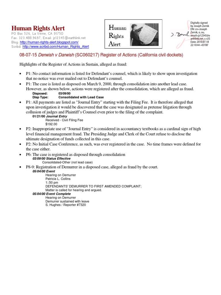 California Court Dockets