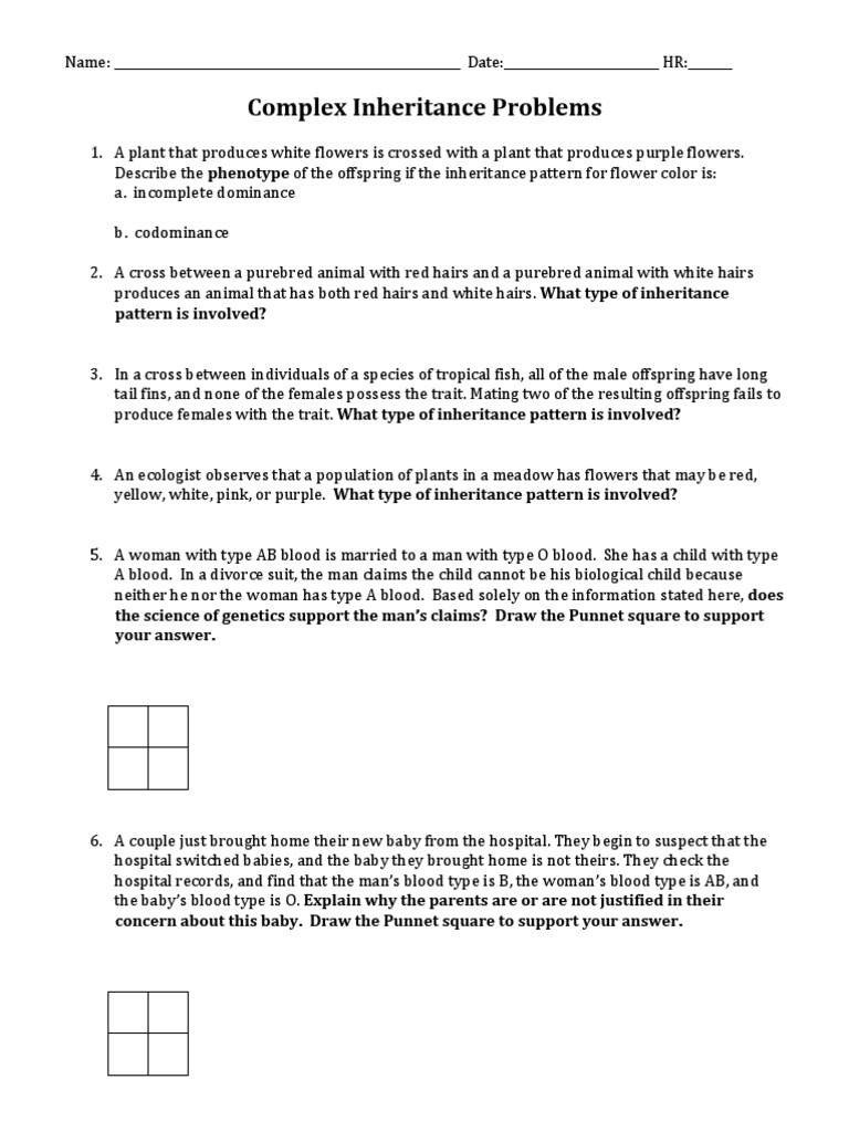 complex-inheritance-patterns-worksheet-answers