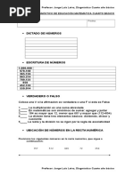 Prueba de Diagnostico de Educacion Matematica Cuarto Basico