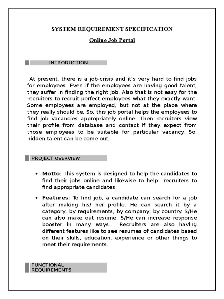 Online Job Portal Srs | PDF