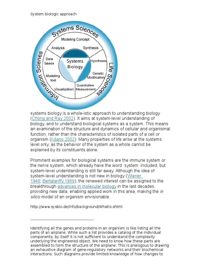 System Biologic Approach | PDF | Systems Biology | System