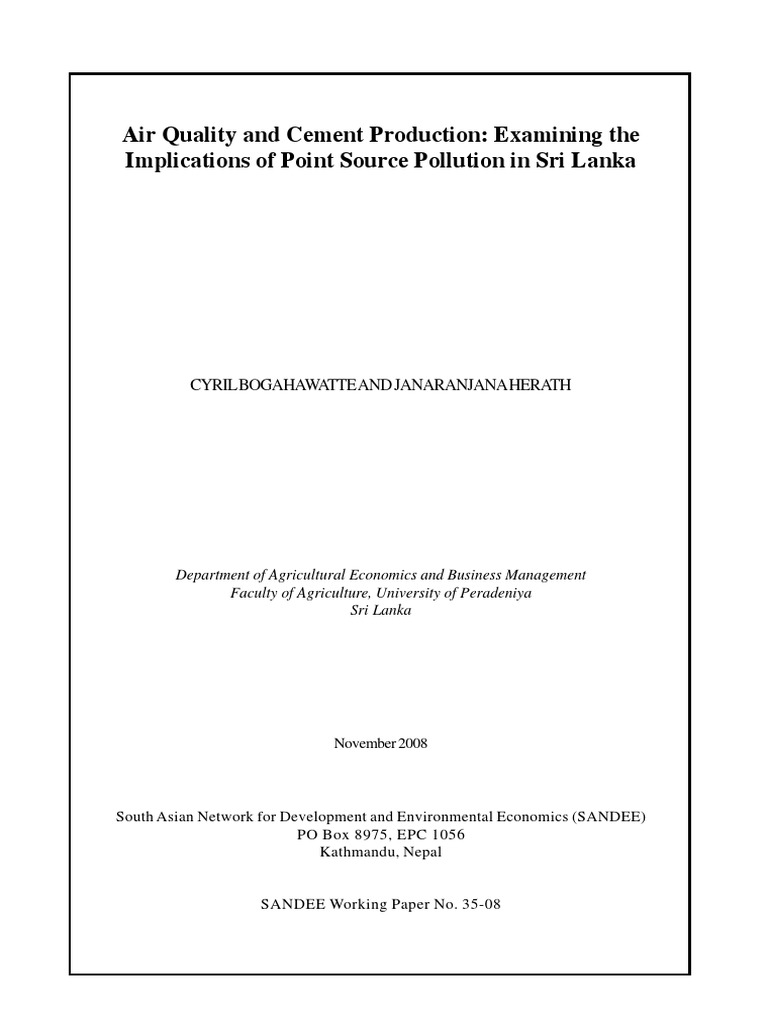 Air Quality Impact of Cement in Sri Lanka | PDF | Air Pollution ...