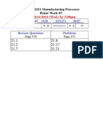 ME 4202251 Homework #7 Manufacturing Processes Review Questions and Problems