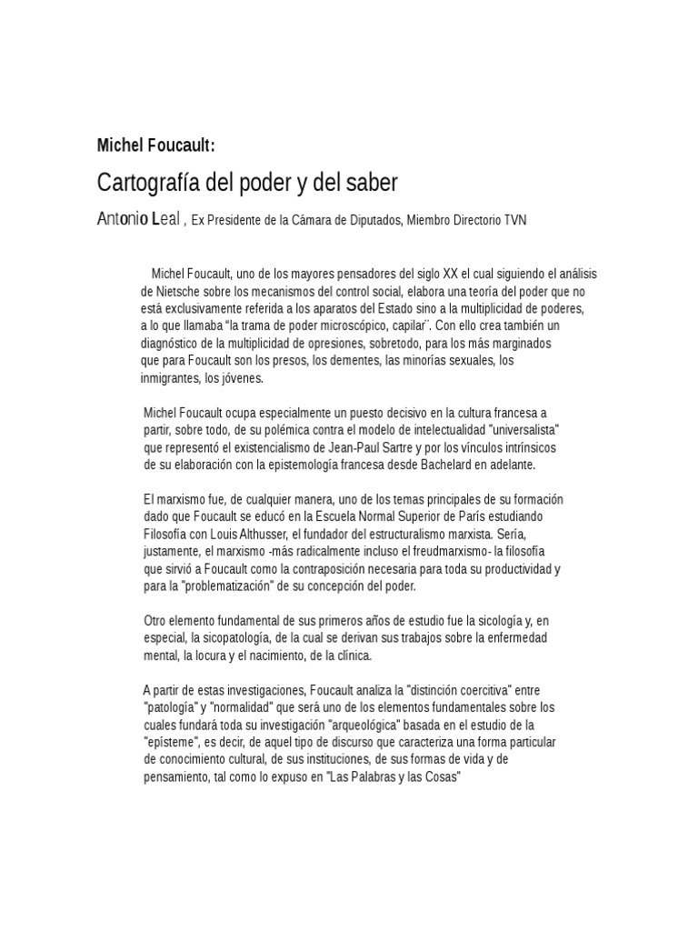 Foucault: Poder, Saber y Crítica Histórica | PDF | Michel Foucault ...