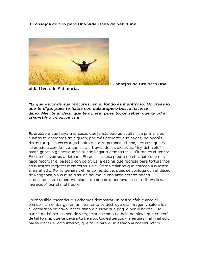 3 Consejos de Oro para Una Vida Llena de Sabiduría | PDF | Perdón
