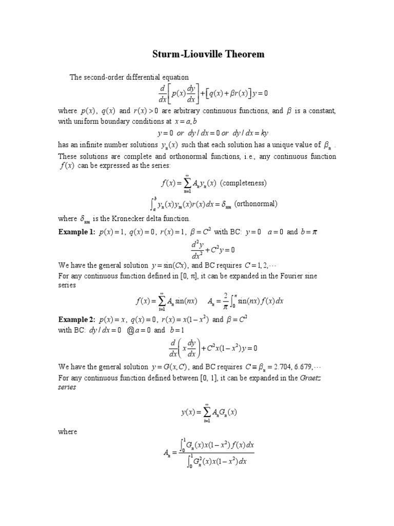 Sturm Liouville Theorem | PDF | Differential Calculus | Mathematical ...