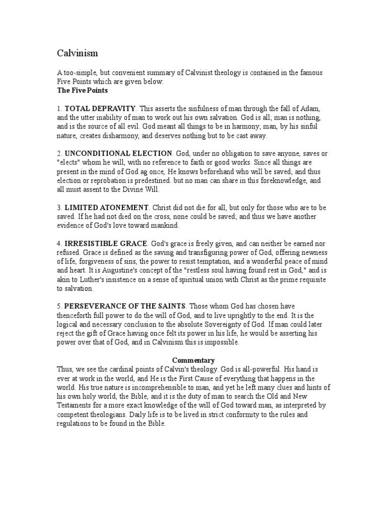 Calvinism The Five Points PDF