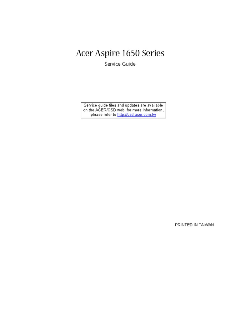 Acer Aspire 1650 Series Service Guide | Computer Keyboard | Keyboard  Shortcut