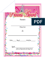 Blank Princess Award Certificate Printable