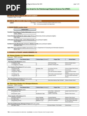 Peterborough Regional Science Fair 2017 award winners list