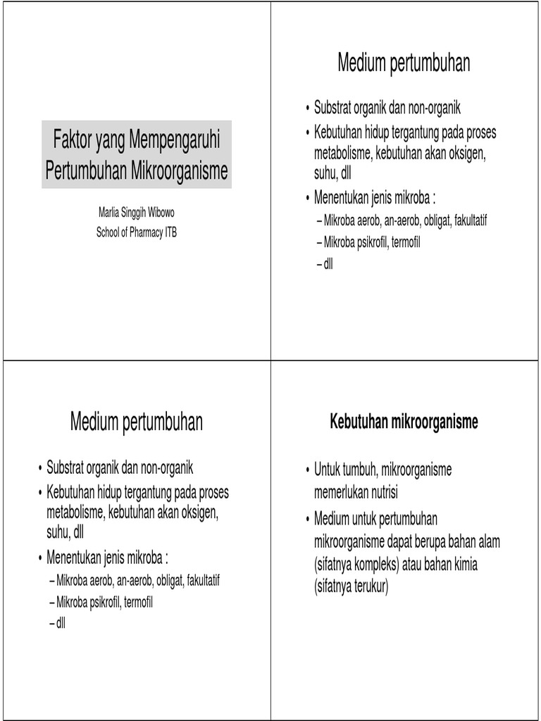 Faktor Yang Mempengaruhi Pertumbuhan Mikroorganisme Pdf Pdf