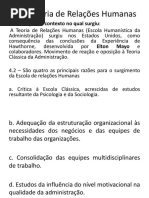 Teoria de Relações Humanas Ou Escola de Relações Humanas