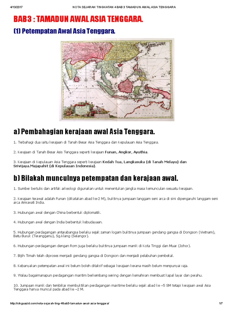 Nota Sejarah Tingkatan 4 Bab 3 Tamadun Awal Asia Tenggara