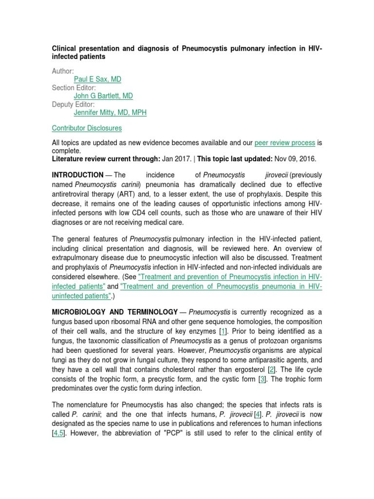 Pneumocystis Infection in HIV Patients | PDF | Inflammation | Hiv/Aids