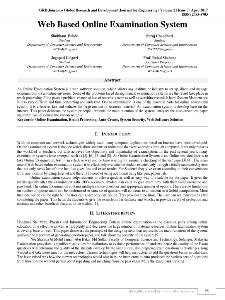 Web-Based Online Examination System | PDF | Standardized Tests | Test ...