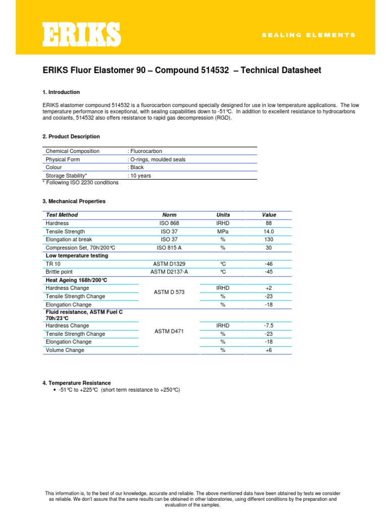 Low Temperature Performance and Chemical Resistance of Fluorocarbon