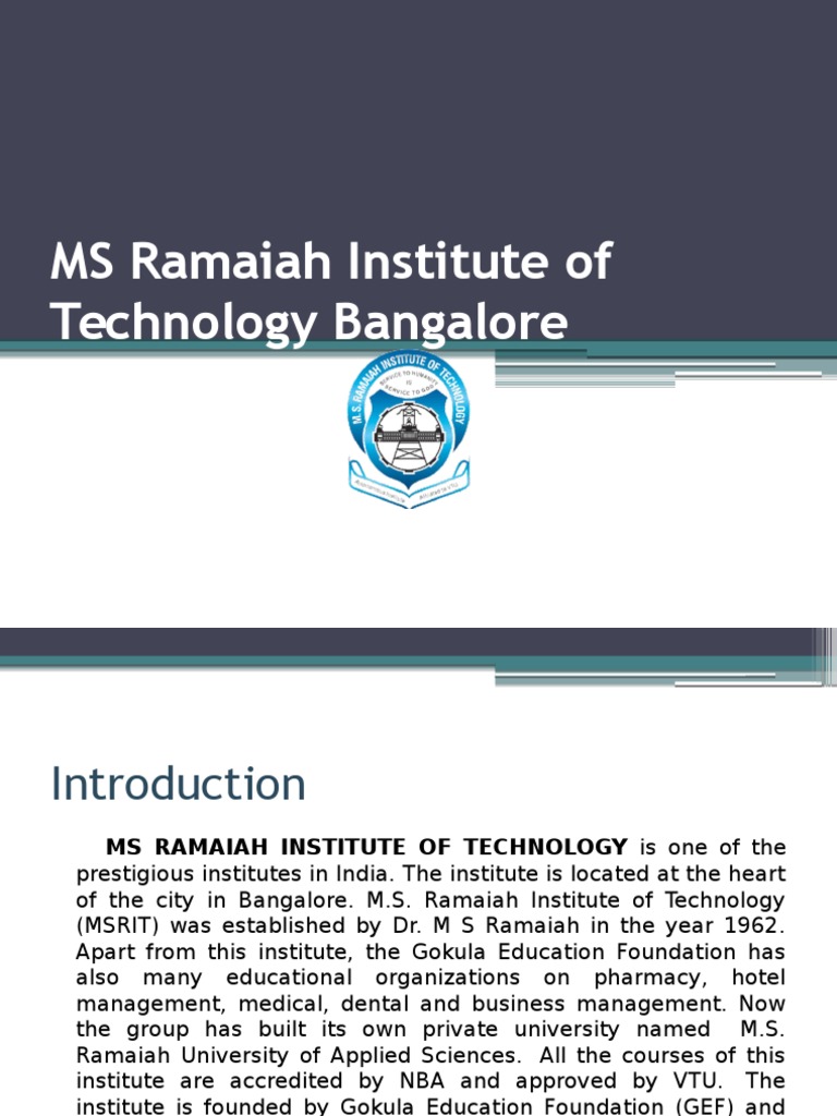 MS Ramaiah Institute of Technology Bangalore | PDF | Business