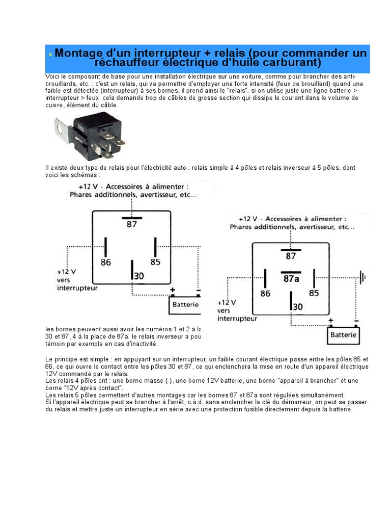 Relais électromécanique Et Son Schéma Et Son Plan D intégration Branchement de Relais 4 Et 5 Broche | PDF | Électricité | Fusible  (électricité)