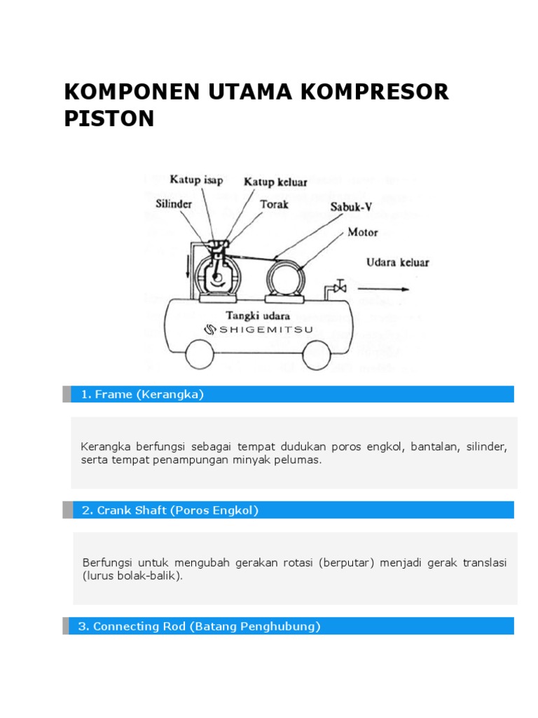 Komponen Utama pada Kompresor Piston | PDF | Teknologi & Rekayasa