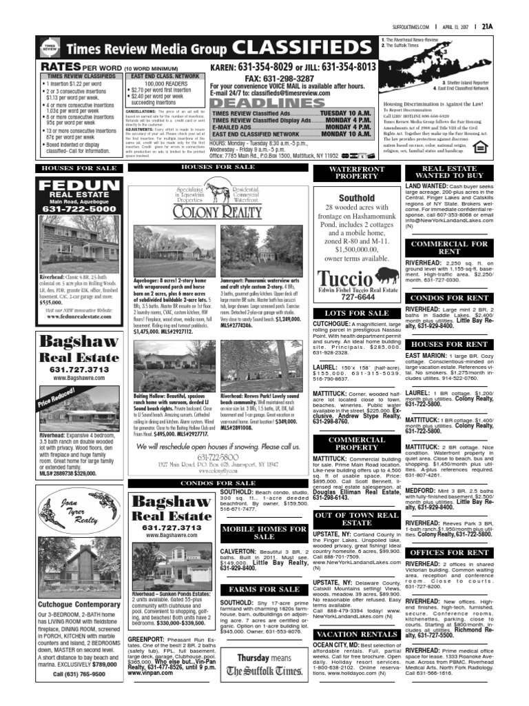 Suffolk Times Classified 041317 (Update) PDF Renting Business