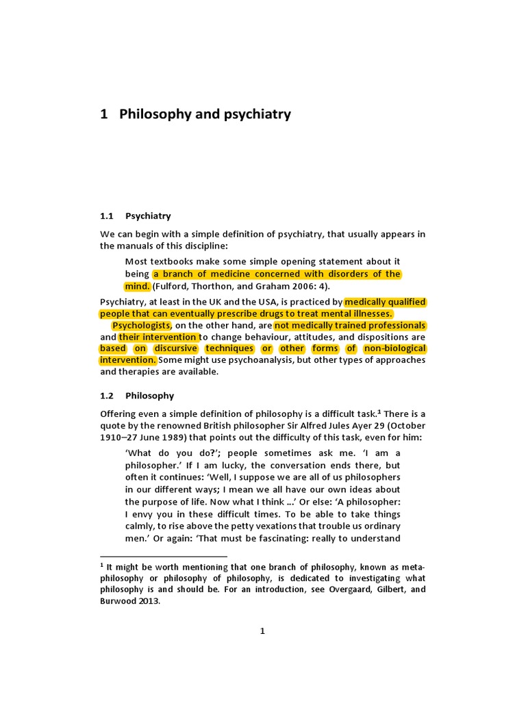 01 Philosophy and Psychiatry PDF Continental Philosophy Psychiatry