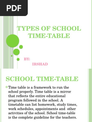 Types of School Time-table