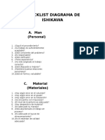 Checklist Diagrama de Ishikawa