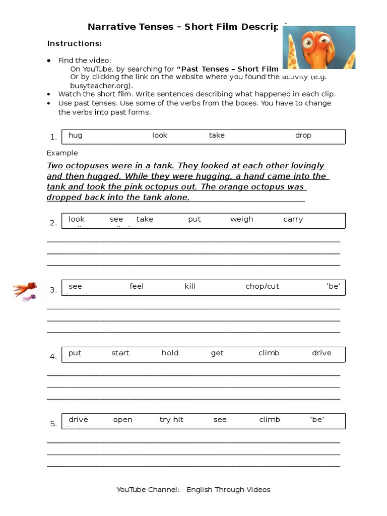 Narrative Tenses Oktapodi Worksheet
