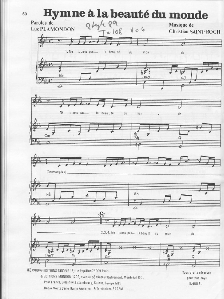 Daniel Bélanger Dis Tout Sans Rien Dire Accords Hymne À La Beauté Du Monde | PDF | Québec | Musique francophone