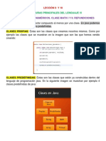 Lección 9 y 10 (Clases Propias, Clases Predefinidas, API Java, Constantes de Clase, Clase Predefinida Math, Raíz Cuadrada, Redondeo, Potenciación, Refundiciones)