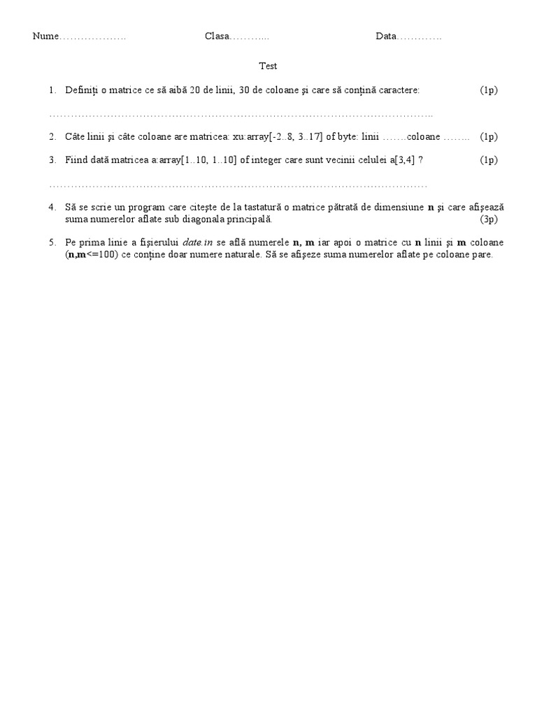 Test Matrici | PDF