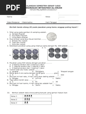Contoh Soal Usg Kelas 2 Sd Mi