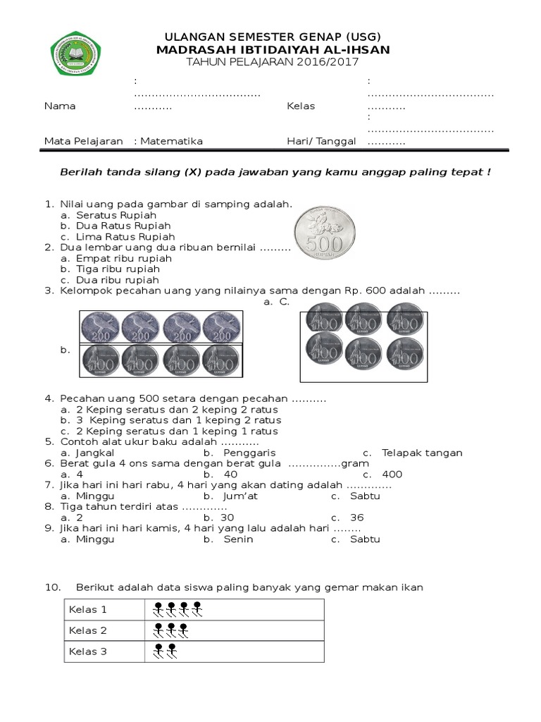 Contoh Soal Usg Kelas 2 Sd Mi Pdf