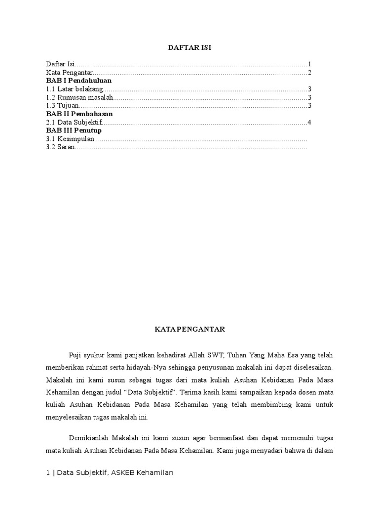 Makalah Data Subjektif