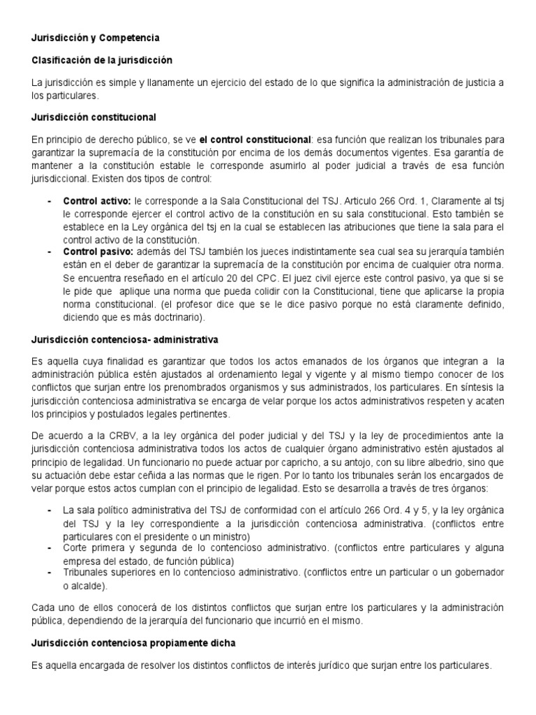 Jurisdicción y Competencia Legal Explicada | PDF | Jurisdicción ...