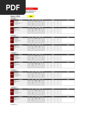 Kizen 6 Week Bench Program Recreation Individual Sports